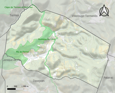 Carte des ZNIEFF de type 1 sur la commune.