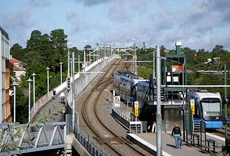 Tvärbanans hållplats Stora Essingen, 2008.