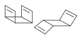 Tricyclo[4,2,0,02,5]octa-3,7-dieen. Het dimeer van cyclobutadieen komt voor als cis- en als trans-isomeer. Beide isomeren leggen om naar COT (symmetrie verboden, maar toch) met een Halveringstijd van 20 minuten bij 140 °C[8]