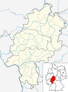 Mapa konturowa Hesji, u góry znajduje się punkt z opisem „Mengeringhausen”