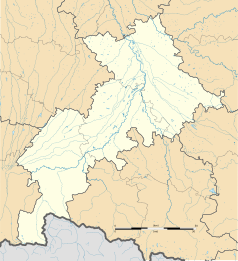 Mapa konturowa Górnej Garonny, u góry po prawej znajduje się punkt z opisem „Bourg-Saint-Bernard”