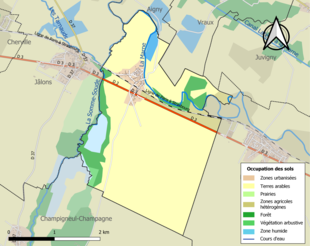 Carte en couleurs présentant l'occupation des sols.