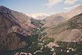 Vue du village d’Imlil, à 1 800 m d'altitude, surnommé le « Chamonix marocain »[1].