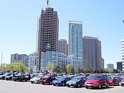 Mississauga's skyline is made up of high rises from around 30-50 stories