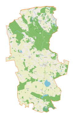 Mapa konturowa gminy Srokowo, po lewej nieco u góry znajduje się punkt z opisem „Skandławki”