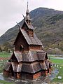 Stavkirke de Borgund, arquitectura nórdica en madera, Noruega.