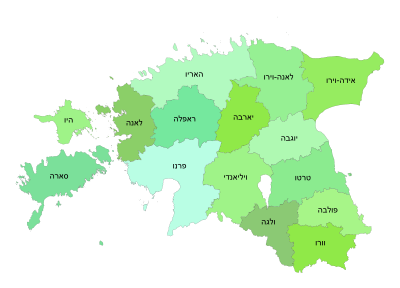 מפת מחוזות אסטוניה עד אוקטובר 2017