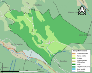 Carte en couleurs présentant l'occupation des sols.