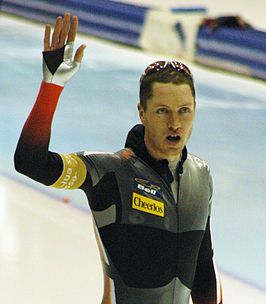 Wotherspoon als schaatser tijdens de wereldbekerfinale 2008