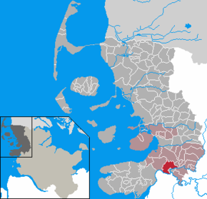 Poziția Koldenbüttel pe harta districtului Nordfriesland