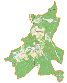 Mapa konturowa gminy Iłowa, blisko centrum na dole znajduje się punkt z opisem „Iłowa”