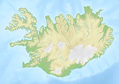 Mapa konturowa Islandii, po prawej znajduje się punkt z opisem „Hengifoss”