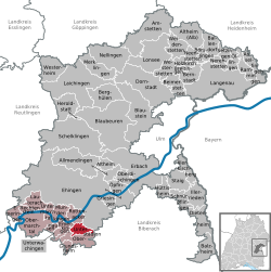 Elhelyezkedése Baden-Württemberg térképén