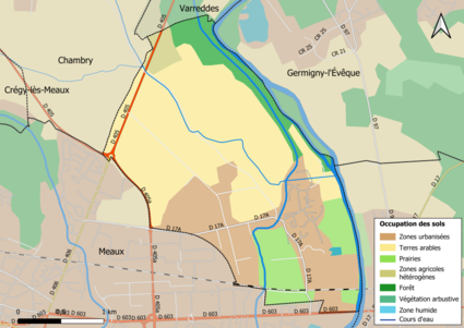 Carte des infrastructures et de l'occupation des sols en 2018 (CLC) de la commune.