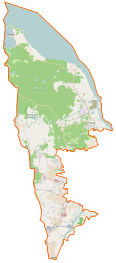 Mapa konturowa powiatu polickiego, na dole znajduje się punkt z opisem „Przecław”