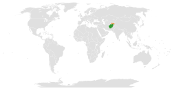 Map indicating locations of Afghanistan and Tajikistan