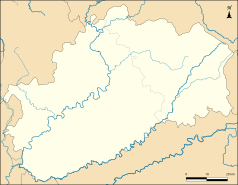 Mapa konturowa Górnej Saony, w centrum znajduje się punkt z opisem „Bougnon”