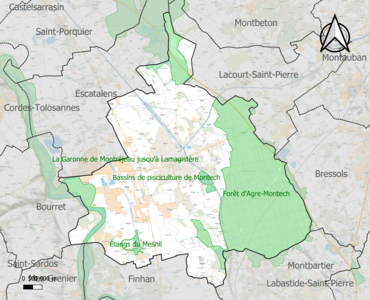 Carte des ZNIEFF de type 1 sur la commune.