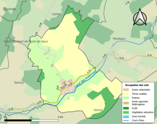 Carte en couleurs présentant l'occupation des sols.