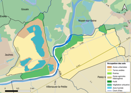 Carte des infrastructures et de l'occupation des sols en 2018 (CLC) de la commune.