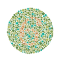 Farbtafel „6“ (keine Zahl zu erkennen: allgemeine Farbschwäche)