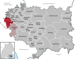 Elhelyezkedése Baden-Württemberg térképén