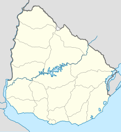 Mapa konturowa Urugwaju, blisko dolnej krawiędzi znajduje się punkt z opisem „Katedra metropolitarna w&nbsp;Montevideo”