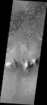 Arkhangelsky Crater Dunes, as seen by THEMIS. Click on image to see possible gullies on central peak.