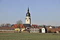 Blick auf Apfelstädt von Süden, mit St. Walpurgis