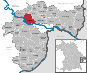 Poziția Windorf pe harta districtului Passau