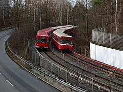 A Nürnbergi metró szerelvényei egy felszíni szakaszon