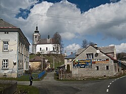 View towards the Church of the Holy Trinity