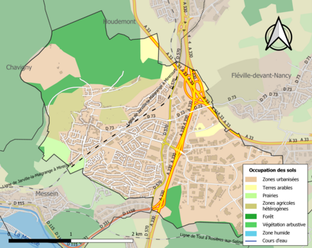 Carte en couleurs présentant l'occupation des sols.