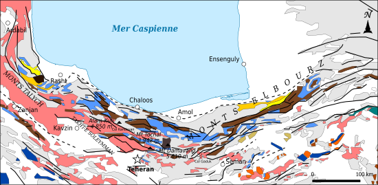 Carte de répartition de formations géologiques.