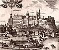 A woodcut of Wawel Castle in 1617