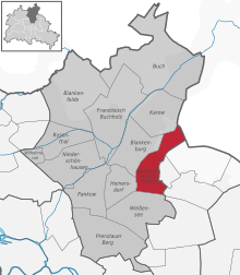 Ligging van Stadtrandsiedlung Malchow in het district Pankow