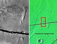 A trough in the Cerberus Fossae, as seen from THEMIS