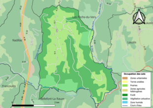 Carte en couleurs présentant l'occupation des sols.