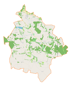 Mapa konturowa gminy Cielądz, na dole znajduje się punkt z opisem „Gortatowice”