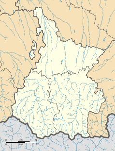 Mapa konturowa Pirenejów Wysokich, blisko centrum na prawo znajduje się punkt z opisem „Benqué-Molère”