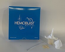 HEMOBLAST™ Bellows is the only combination powdered surgical hemostat that contains thrombin, collagen, and chondroitin sulfate..