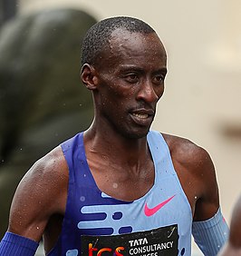 Kelvin Kiptum tijdens de marathon van Londen 2023.