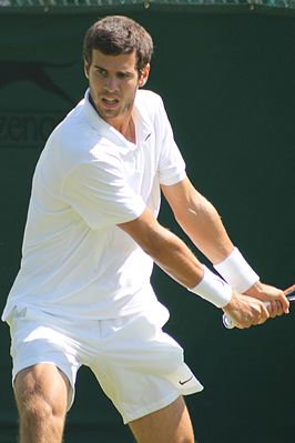 Chatsjanov tijdens Wimbledon 2015