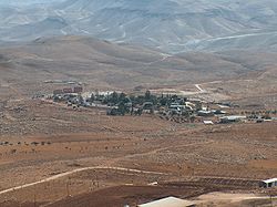 View of Kfar Eldad, the outpost of Maale Rehav'am is on the left.