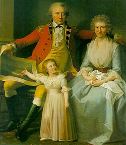 Peder Anker Anna-vaimonsa ja Karen-tyttärensä kanssa kuvattuna vuonna 1792.