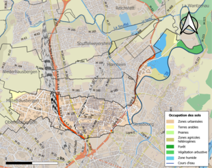 Carte en couleurs présentant l'occupation des sols.