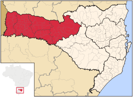 Ligging van de Braziliaanse mesoregio Oeste Catarinense in Santa Catarina