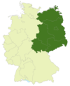 Map of Germany:Position of East Germany (with Berlin) highlighted