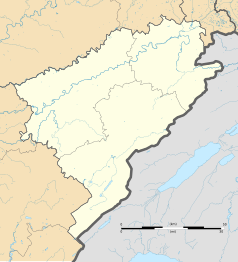 Mapa konturowa Doubs, u góry znajduje się punkt z opisem „Bournois”