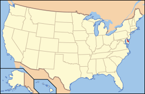 Map of the United States with Delaware highlighted